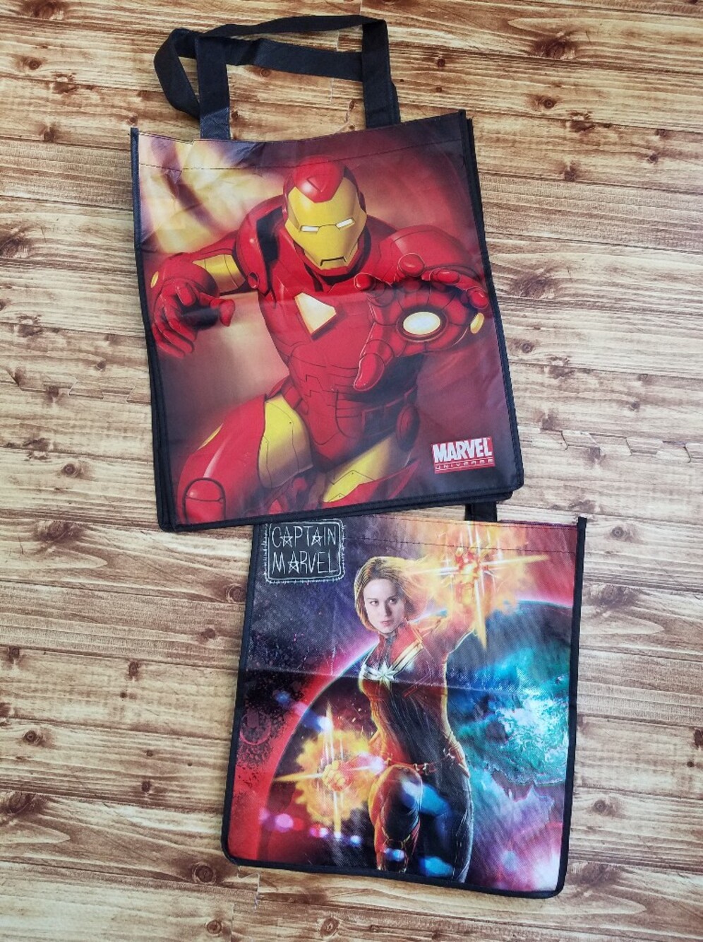 Marvel Avengers Iron Man Captain Marvel Tote Reusable Bag Set Shopping